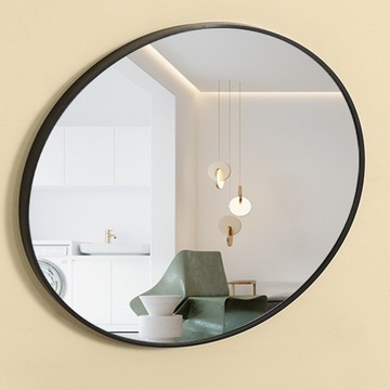 БОЛЬШОЕ КРУГЛОЕ ЗЕРКАЛО Промышленное ВАННАЯ КОМНАТА ГОСТИНАЯ СПАЛЬНЯ ЧЕРНОЕ 80 СМ XXL