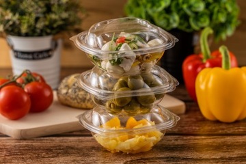 Pojemnik opakowanie na sałatkę plastikowe z pokrywką 500 ml 50szt