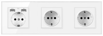 GNIAZDO SZKLANE BEZ BOLCEM GNIAZDO POTRÓJNY Z 2USB
