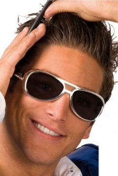 OKULARY ELVIS SREBRNE OKULARY DISCO ELVISA
