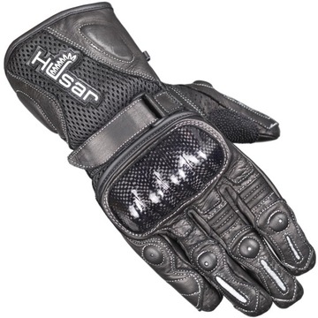 HUSAR PRO SX BLACK SKÓRZANE RĘKAWICE MOTOCYKLOWE