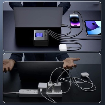 ЗАРЯДНОЕ УСТРОЙСТВО USB 8-ПОРТОВАЯ ЗАРЯДНАЯ СТАНЦИЯ 12А С ЖК-ДИСПЛЕЕМ