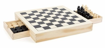 НАБОР ИГРЫ ДЕРЕВЯННЫЕ ШАХМАТЫ МЫНЕК НАСТОЛЬНЫЕ ИГРЫ 3В1