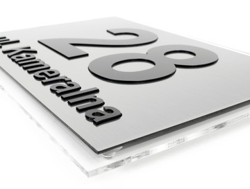 Tablica adresowa adres 3D numer na dom 30x20 szczotkowane aluminium laminat