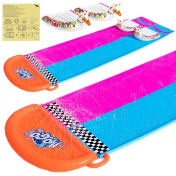 Водная горка Bestway 52320 двойная длинная горка с матрасами