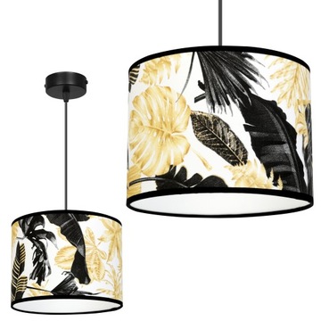 LAMPA WISZĄCA SUFITOWA ABAŻUR ZŁOTE KWIATY LED