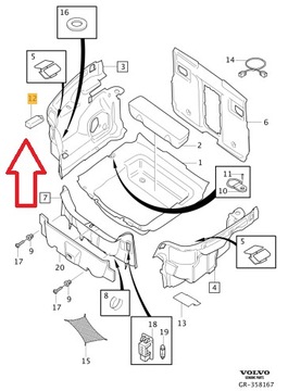 VOLVO C70 06-13 POLYSTYRÉN PĚNA TLUMENÍ KUFRU ZADNÍ VANA DRŽÁK