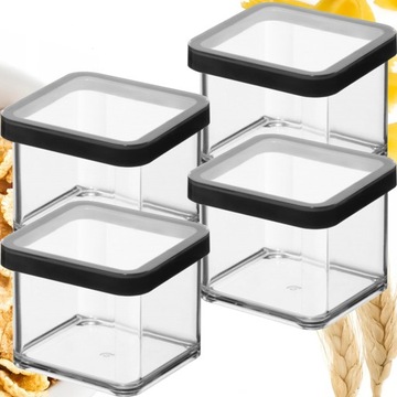 ROTHO ZESTAW 4x POJEMNIK ORGANIZER ŻYWNOŚĆ ARTYKUŁY SYPKIE CZARNY 0,5L LOFT