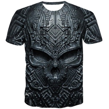 MĘSKA MROCZNA KOSZULKA 3D METALOWA CZASZKA 2XL