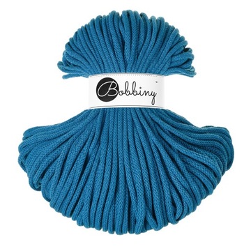 Sznurek bawełniany do makramy Bobbiny 5mm pleciony Niebieski DOPAMINE BLUE