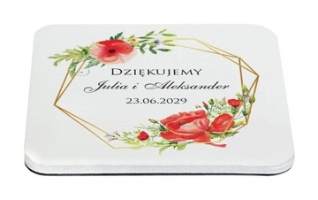 MAGNESY z kwiatami PODZIĘKOWANIA dla gości drobny upominek ślub wesele