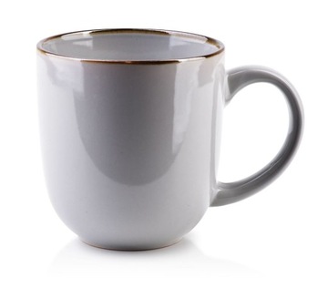 Kubek porcelanowy szary 450 ml złoty pasek
