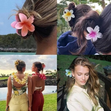 KLAMRA szczęka duża SPINKA do włosów KWIAT kwiatek HAWAJSKA