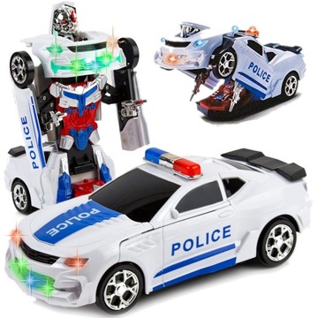 Samochód Policja 2w1 AUTO-ROBOT Światła Dźwięk LED