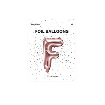 Balon foliowy Litera F, 35cm, Rose Gold różowe złoto