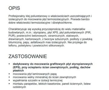KLEJ PU DO STYROPIANU TERMO - GREY YETCIO 750 ML