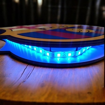 Светодиодный ночник FC BARCELONA, изображение деревянного футбольного герба, подарок RGB