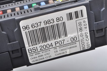 PEUGEOT 207 SKŘÍŇKA MODUL BSI 9663798380