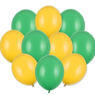 Balony pastelowe urodziny zielone żółte 10 szt