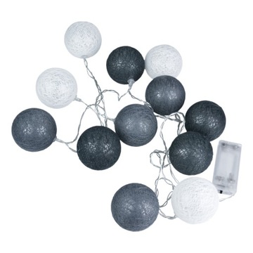 Girlanda LED, 12 x biało-szare kule, 2 x AA, 1,5 m