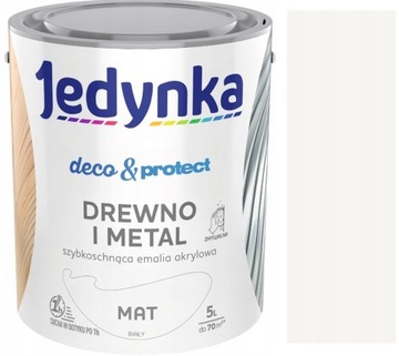 JEDYNKA DECO PROTECT DREWNO FARBA DO DREWNA BIAŁY MAT 5L