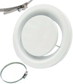 ANEMOSTAT WYWIEWNY 125mm BIAŁY Z RAMKĄ + OPASKA