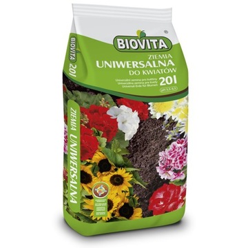 ZIEMIA UNIWERSALNA DO KWIATÓW BIOVITA 20 LITRÓW Z NAWOZEM