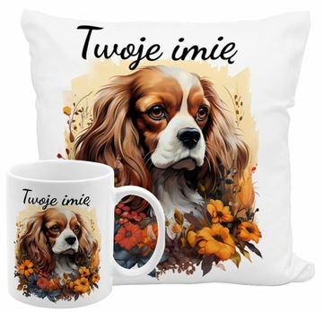 KUBEK PODUSZKA ZESTAW PIES PIESEK CAVALIER KING CHARLES SPANIEL