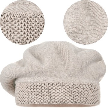 BERET DAMSKI KLASYCZNY ZIMOWY PRODUKT POLSKI MAJKA ELEGANCKI BEŻOWY BEŻ