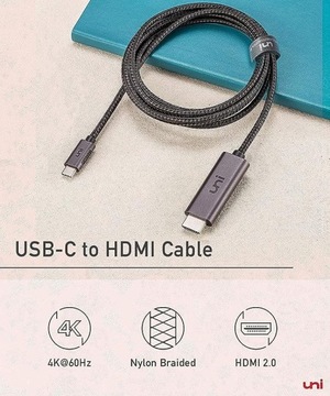 Kabel Adapter USB-C do HDMI 4k 60Hz 0,9m UNI
