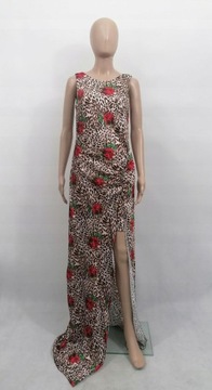 BOOHOO SUKIENKA DŁUGA SATYNOWA PRINT 38 M