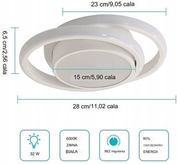ПОТОЛОЧНЫЙ СВЕТИЛЬНИК СВЕТОДИОДНАЯ КОЛЬЦЕВАЯ ЛЮСТРА СОВРЕМЕННАЯ 32ВТ 6500К ДЛЯ ГОСТИНОЙ
