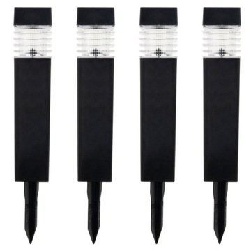 СОЛНЕЧНЫЕ САДОВЫЕ ФОНАРИ LED ПЛАСТИКОВЫЕ НАБОР 4 ШТ./КОМПЛЕКТ ЧЕРНЫЕ СОЛНЕЧНЫЕ