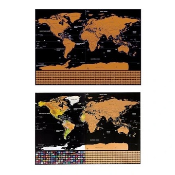 Персонализированная скретч-карта с картой мира Deluxe Erase Black размером до 82,5 x 59,4 см