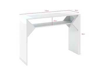 СОВРЕМЕННАЯ БЕЛАЯ ГЛЯНЦЕВАЯ КОНСОЛЬ 110 x 35 x 80 см ГОСТИНАЯ ОФИС
