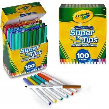 Фломастеры Crayola Supertips, фломастеры, маркеры, 100 шт, моющиеся Раскраска