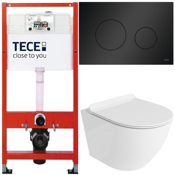 TECE ZESTAW PODTYNKOWY WC MISKA RIMLESS PRZYCISK CZARNY MAT MATA 6W1