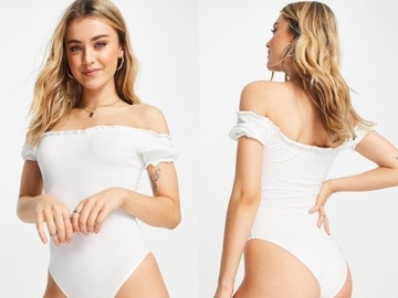 MissSelfridge Body z marszczonym dekoltem bardot S