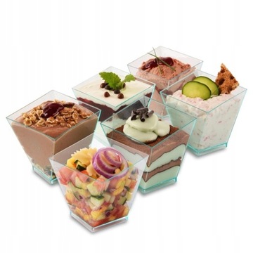 ПРОЧНЫЕ пластиковые контейнеры для мини-ДЕСЕРТОВ МНОГОРАЗОВЫЕ стаканчики 50 десертов