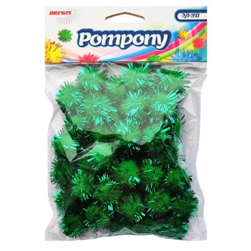POMPONY METALICZNE ZIELONE 40 SZTUK