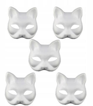 5 Pcs Cat Face Mask DIY Paintable Blank Mask Eco-f