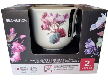 AMBITION GARDEN DUŻA FILIŻANKA ZE SPODKIEM 450 ML CHABER PREZENT
