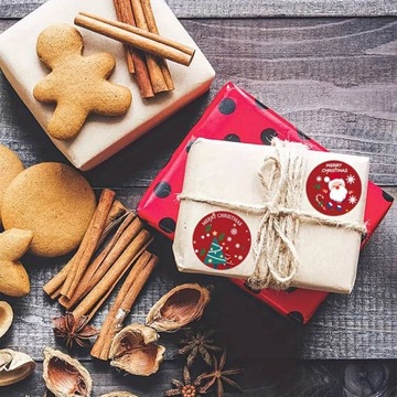 ДЕКОРАТИВНЫЕ РОЖДЕСТВЕНСКИЕ НАКЛЕЙКИ В РУЛОНЕ ЭТИКЕТКИ ДЛЯ РОЖДЕСТВЕНСКОГО ПОДАРКА 500 шт.