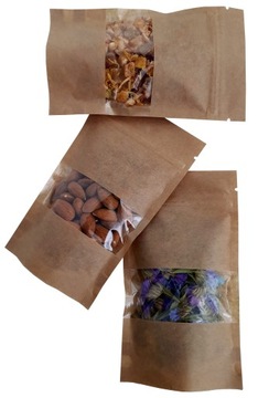 Doypack Paper Kraft с стрункой маленькое окно 250 мл 100 шт. Сумка сумки сумки