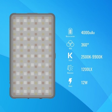 Светодиодная лампа Newell RGB-W Rangha + бесплатный мини-штатив 2500–9900 K, металл