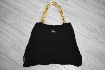 NOWOŚĆ MINOUU TORBA WOREK Z LANCUSZKIEM CZARNA