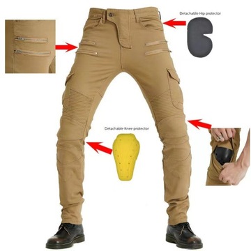 SPODNIE MOTOCYKLOWE BOJÓWKI MĘSKIE JEANSY KEVLAR