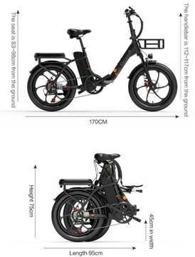 Rower elektryczny składany 500W 20Ah 35km/h 150km 20“ Damski/Mężczyzna