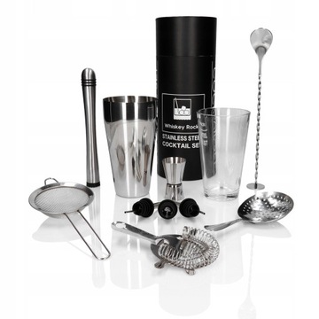 Барменский набор в тубусе - 11 серебряных элементов.