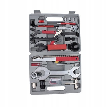 НАБОР ИНСТРУМЕНТОВ ДЛЯ ВЕЛОСИПЕДА, 44 шт., чемодан, коробка, шестигранные ключи, ложки, нашивки